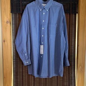 Roundtree & Yorke Gold Label Navy Striped Dress Shirt